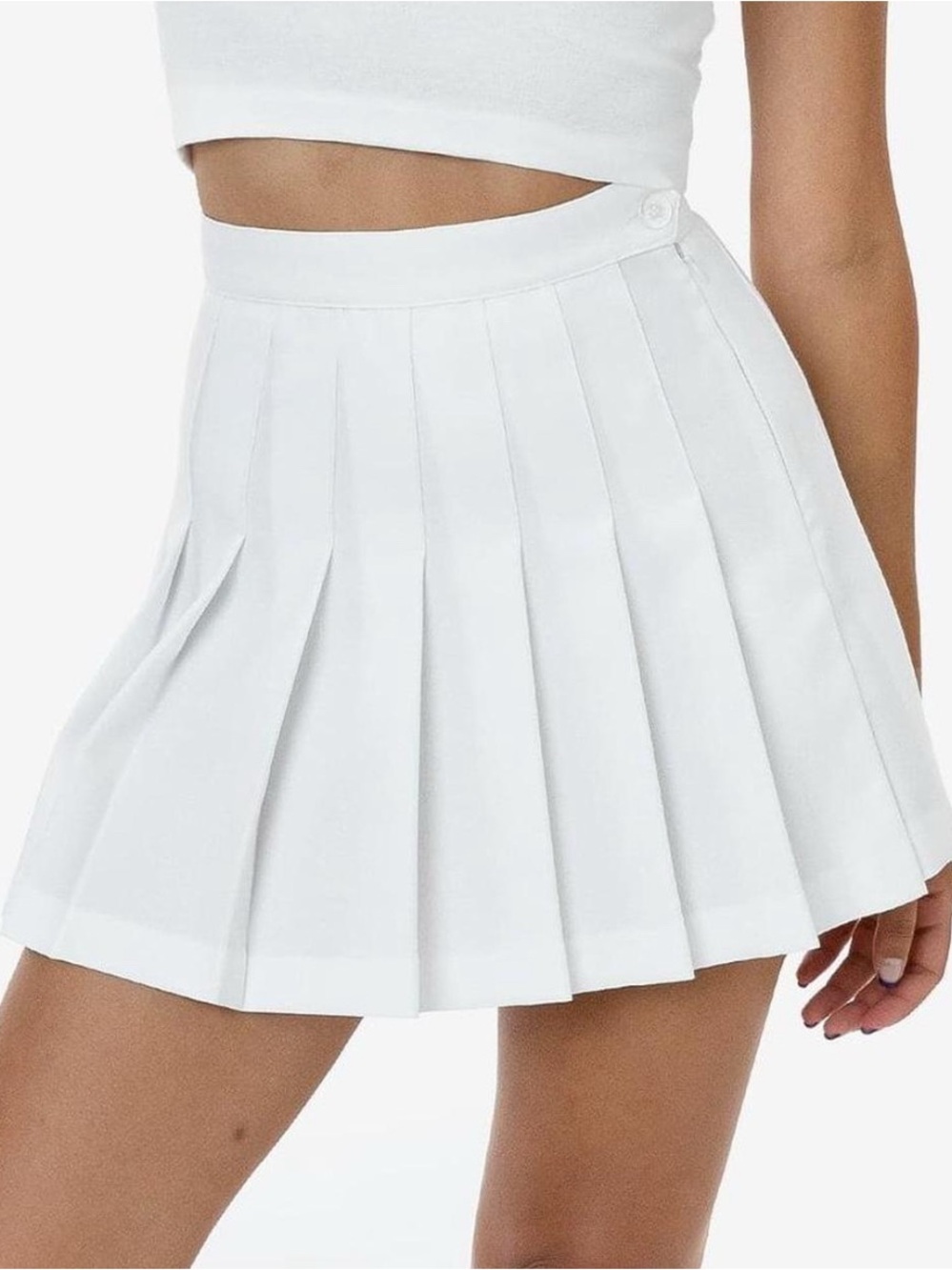 American Apparel White Pleated Mini Skirt